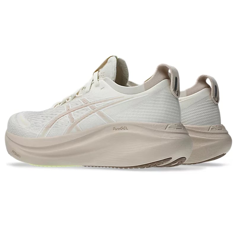 حذاء Asics Gel Nimbus 27 كريمي وبيج معدني